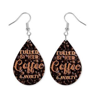 Iced Coffee Teardrop Dangle Handmade Hook Earrings